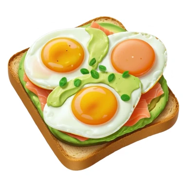 avocado toast with salmon and eggs, under green cream  sticker