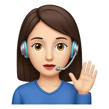 brunette woman with hearing impairment sticker