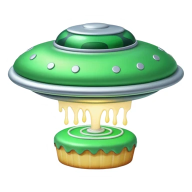 big ufo flying and stealing in a green light small cake  sticker