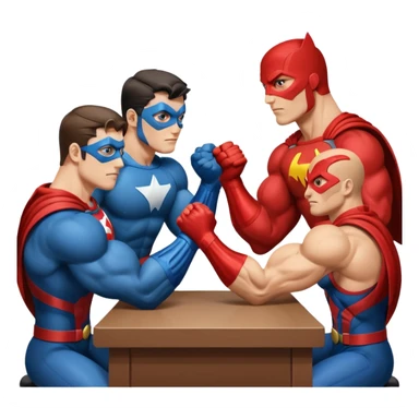 superheroes arm wrestling sticker