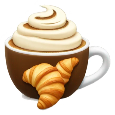 Cup of cappuccino with croissant sticker