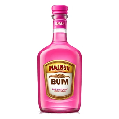Realistic pink Malibu rum bottle isolated   sticker