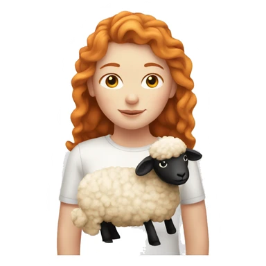 Ginger girl with a sheep  sticker