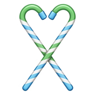 dual candy canes crossed together like swords striped with blue instead of red sticker
