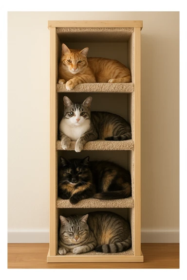cats relaxing in a vertical playhouse sticker