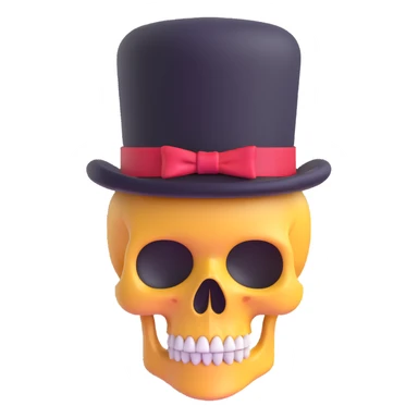 skull with a top hat, 3D emoji style sticker