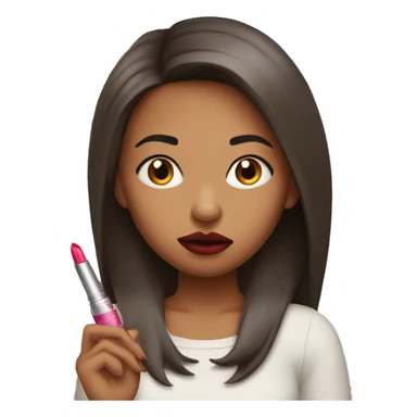 Girl pouting and holding lipstick sticker