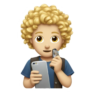 blonde curly boy breaking phone sticker