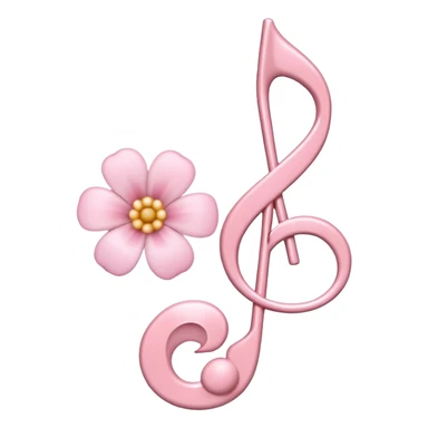 Pale pink music note with pale pink flower sticker