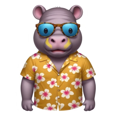 hippo with aloha shirt wearing sunglasses sticker