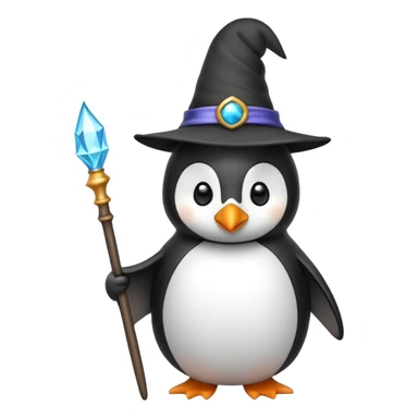 penguin wizard with wand and hat sticker