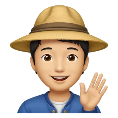 asian man in asian hat blowing a kiss sticker