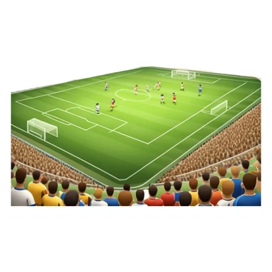 An icon featuring a large stadium with a football match in progress, players in action on the field, and a cheering crowd in the stands. Bright floodlights illuminate the pitch, creating an intense atmosphere of competition. The transparent background highlights the thrill of live sports events. sticker