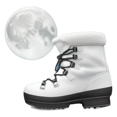 the most iconic white Moon Boot (the brand) about to step on snow sticker