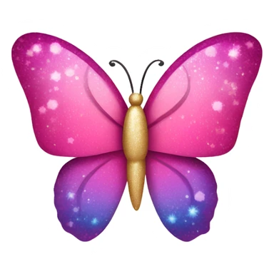 Pink ombre butterfly with heart shaped wings and glitter  sticker