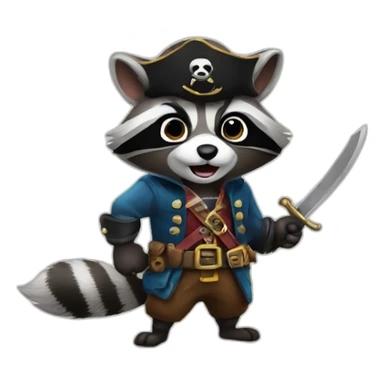 Raccoon pirate sticker