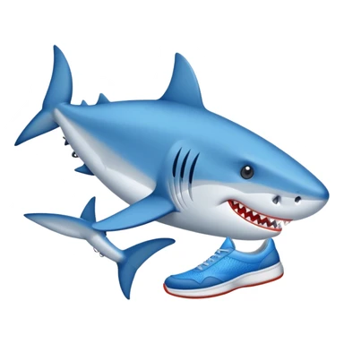Un tiburón con zapatos tenis azules  sticker