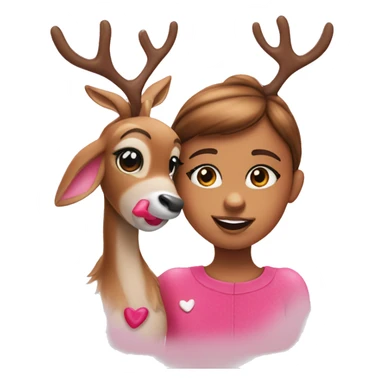 Rudolph the red nosed reindeer with a young girl, pink hearts  sticker