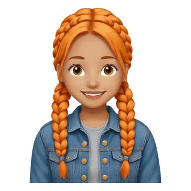 orange braids hair girl, tan skin, wear jean jacket sticker
