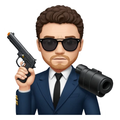Richard Madden as his character in the Bodyguard TV series, with sunglasses on and a gun in his hand. sticker