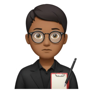 a asia man guy his 20s wearing an apple notebook, wearing bodyguard radio operator, round glasses, blackclothes sticker