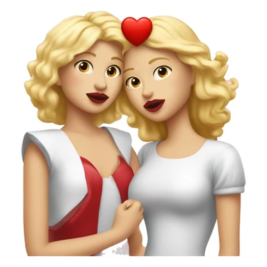 A red heart that is embraced by a blonde girl with red plump lips sticker