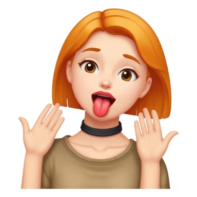 Girl with hands on neck tongue out  sticker