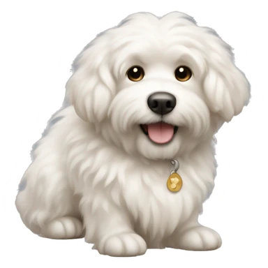 White fluffy dog with light brown color accents sticker