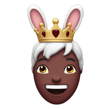 Crème bunny with crown. Burgundy heart sticker