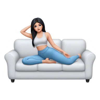 hyper-realistic kylie jenner in yoga pants on couch sticker