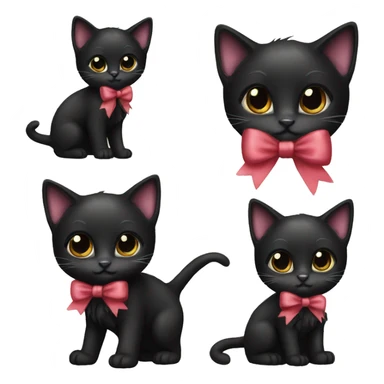Black kitten with bow  sticker