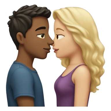 Two people kissing, boy with dark hair and girl with blonde hair, both light skin sticker