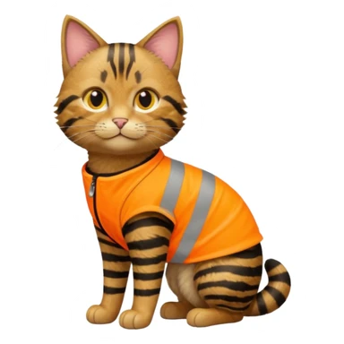 tabby cat standing in hi-vis clothing facing right sticker