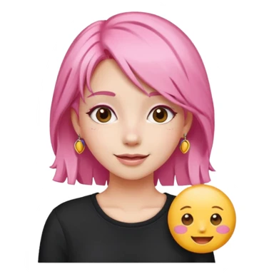 cute pink haired girl with cheerful pose and cute accessories. apple emoji style and remove the apple. sticker