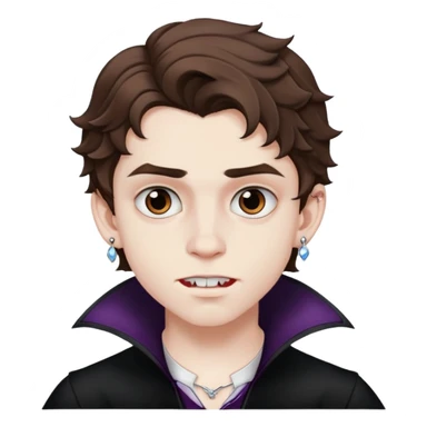 vampire teen boy with wavy medium brown hair and eyebrown piercing and earrings sticker