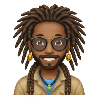 a black african guy with dreadlocks, wearing black sunglasses and aura farming emoji sticker