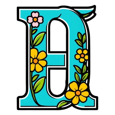 fancy decorative letter J with floral elements sticker
