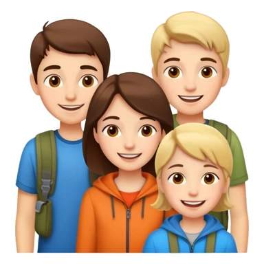 cheerful girl with boys outdoors sticker