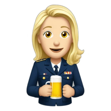 Marine Lepen buvant une bière sticker