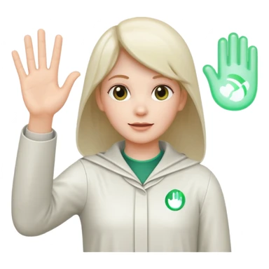 ghost IT specialist waving hand, with Vue and React icons nearby, open and honest image sticker