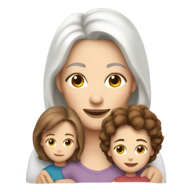 Mom with a son and daughter white skin and brown hair  sticker