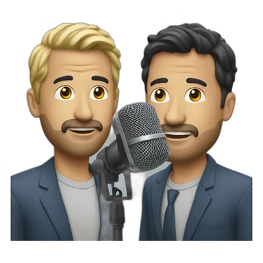 Two man talk microphone podcast sticker