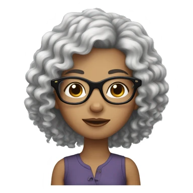Black Curly haired white girl with glasses holding a yorkie sticker