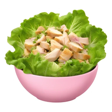 Lettuce and chicken salad in a baby pink bowl sticker