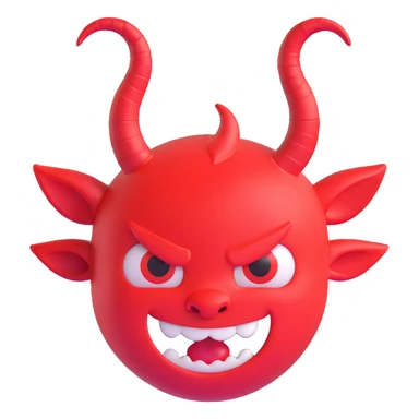 round red devil with horns, playful expression, shiny finish, 3d emoji style sticker