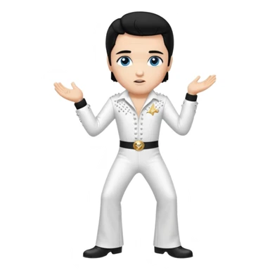Elvis Presley blue eyes, black hair, white outfit sticker