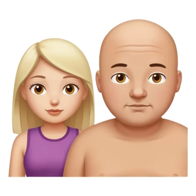slim girl with fat bald guy sticker