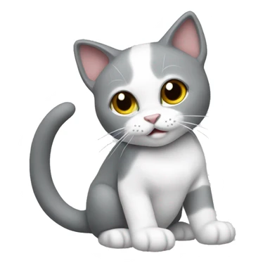 CAT grey white Play with toy  sticker