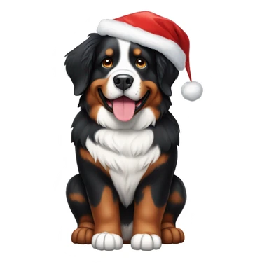 bernese mountain dog with christmas hat sticker