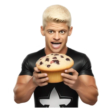 Cody Rhodes eating a muffin sticker